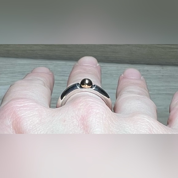Vintage Handmade Sterling Silver & Gold Ball Ring, Size 7.5 - Picture 8 of 9